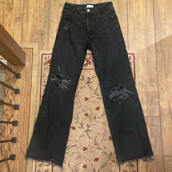 Zara high rise wide leg ripped jean - 6688 027 800 - Picture 3 of 5